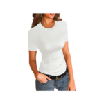 Dazy Star Solid Color Ribbed Knit Short Sleeve T-Shirt