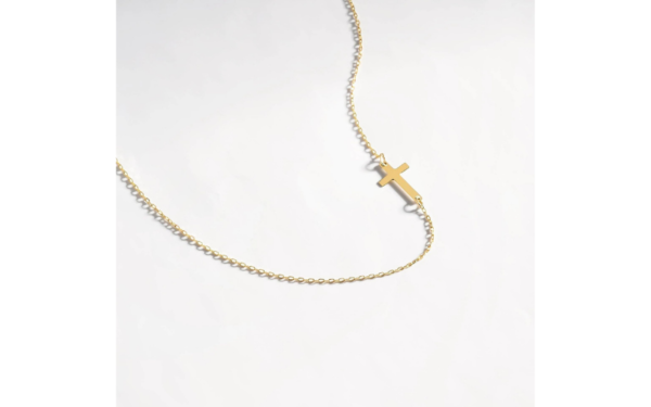 Long Cross Necklace 14K Solid Gold